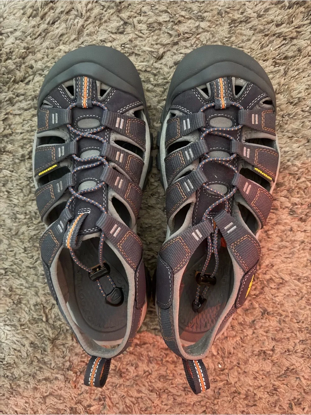 Keen Men's Gray Outdoor Water Sandals with Orange Accent